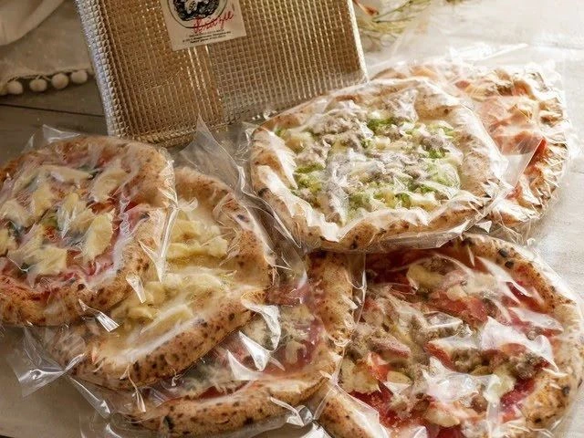 Frozen pizza in a pack.