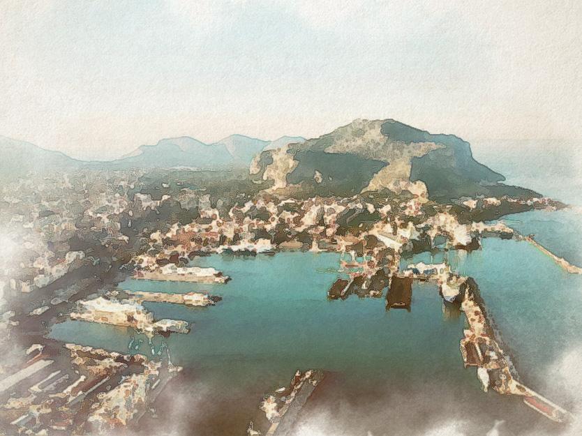 a watercolor city