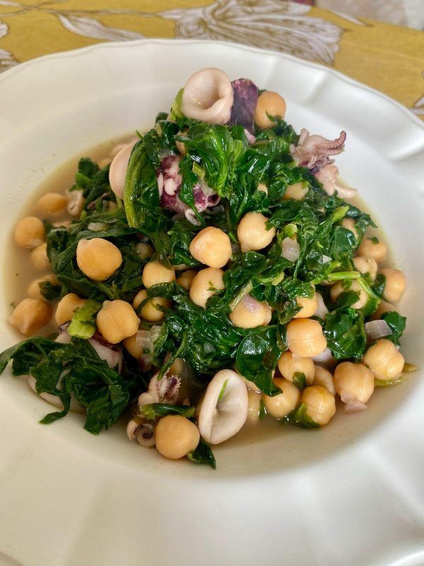 a dish with a cuttlefish