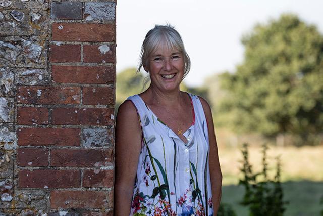a woman smiling