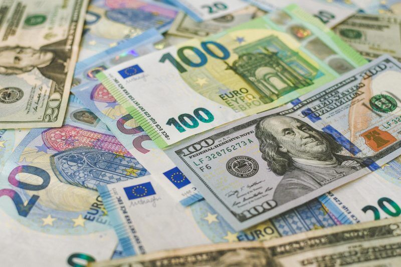 usd and euro close up