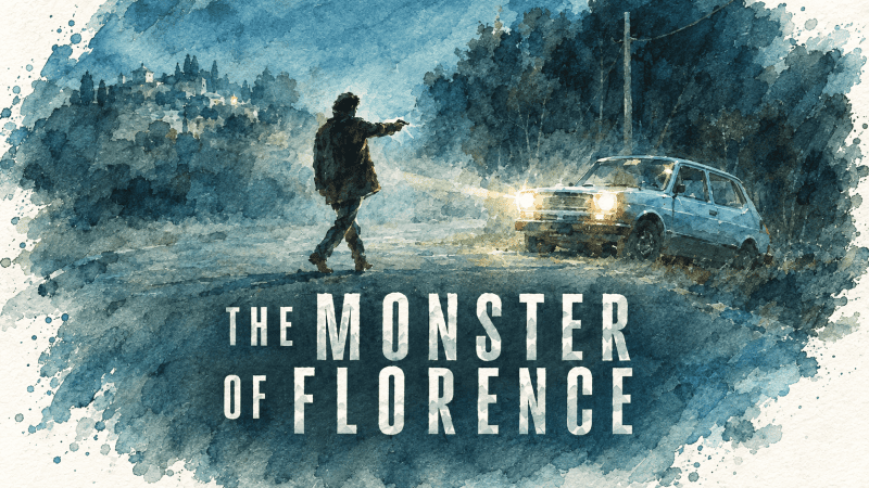 poster the monster of florence in watercolor
