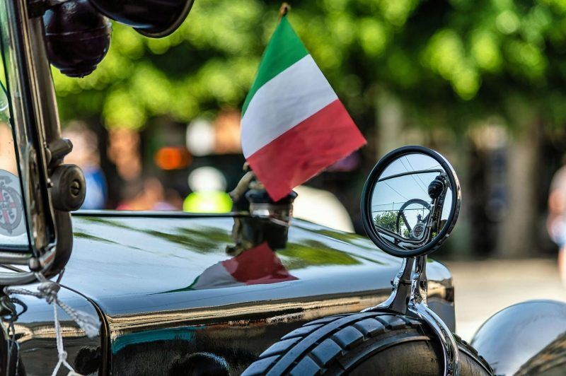 Italian flag on a car